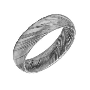 Flat Edge Damascus Steel Wedding Band
