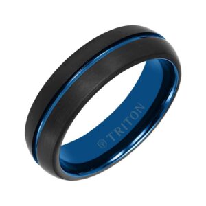 Tungsten Ceramic Blue Wedding Band