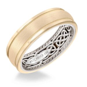 ArtCarved: Men's Wedding Band with Celtic Pattern, Rope Edging Inside, Satin Finish and Triple Dome Profile