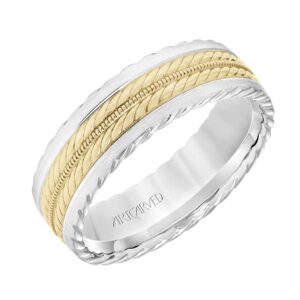 Men's Wedding Band with Rope and Milgrain Center Design