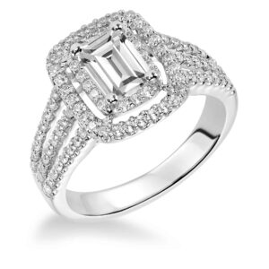 Emerald Cut Double Halo Engagement Ring