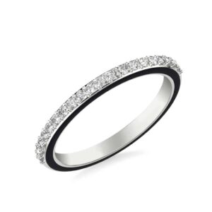 Diamond and Black Cerame Wedding Band