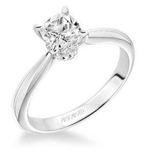 "Paige" Solitaire Engagement Ring with Accented Diamond Crown