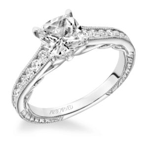 "Tilda" Engraved Channel Set Diamond Engagement Ring