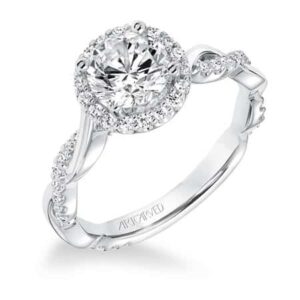 "Kinsley" Contemporary Twisted Diamond Halo Engagement Ring