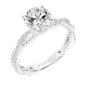 "Rhea" Engagement Ring with Twisted Diamond and Rope Shank
