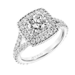 "Alexa" Rope and Diamond Halo Engagement Ring