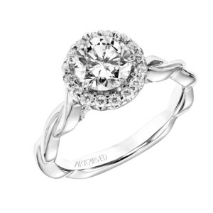 "Logan" Diamond Halo Engagement Ring with Twisted Shank
