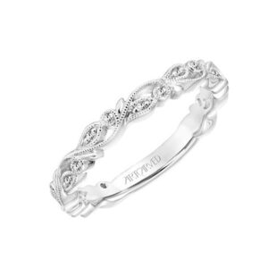 14k White Gold Floral Diamond Band